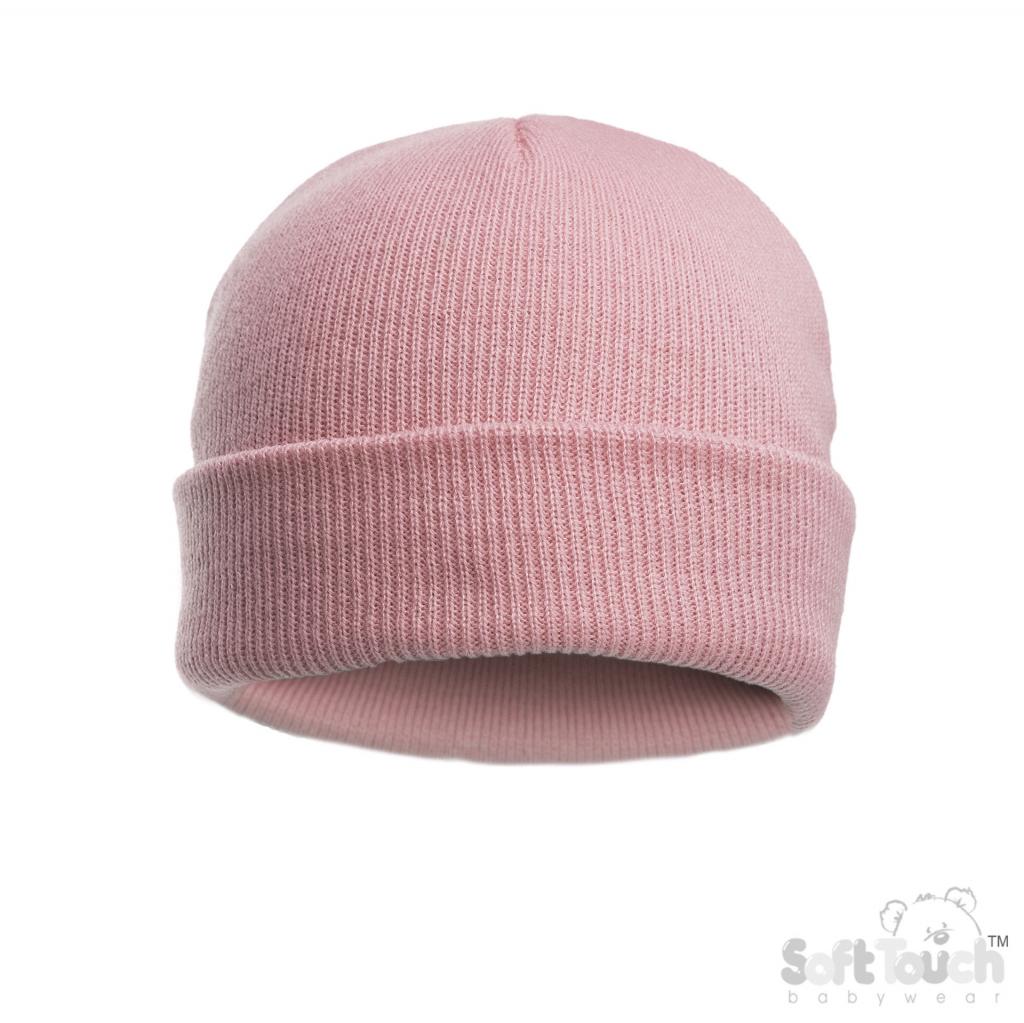 Soft Touch 4H702 50237973138769 STH702-P Brushed Beanie Hat Pink (Newborn-12 months)