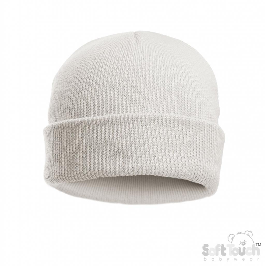 Soft Touch 4H702 5023797313806 STH702-W Brushed Beanie Hat White (Newborn-12 months)