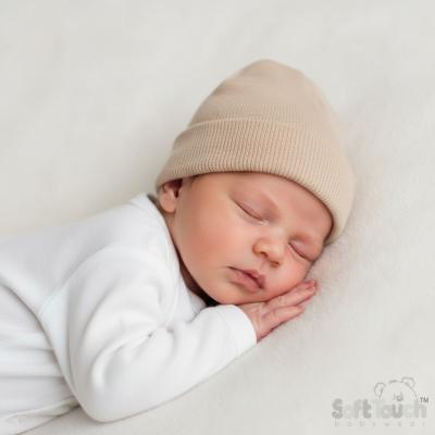STH702-Bi  Brushed Beanie Hat Biscuit  (Newborn-12 months)