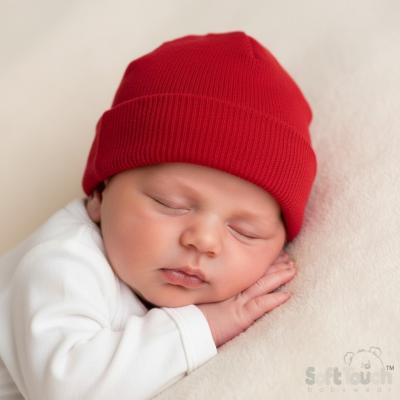STH702r  Brushed Beanie Hat Red  (Newborn-12 months)
