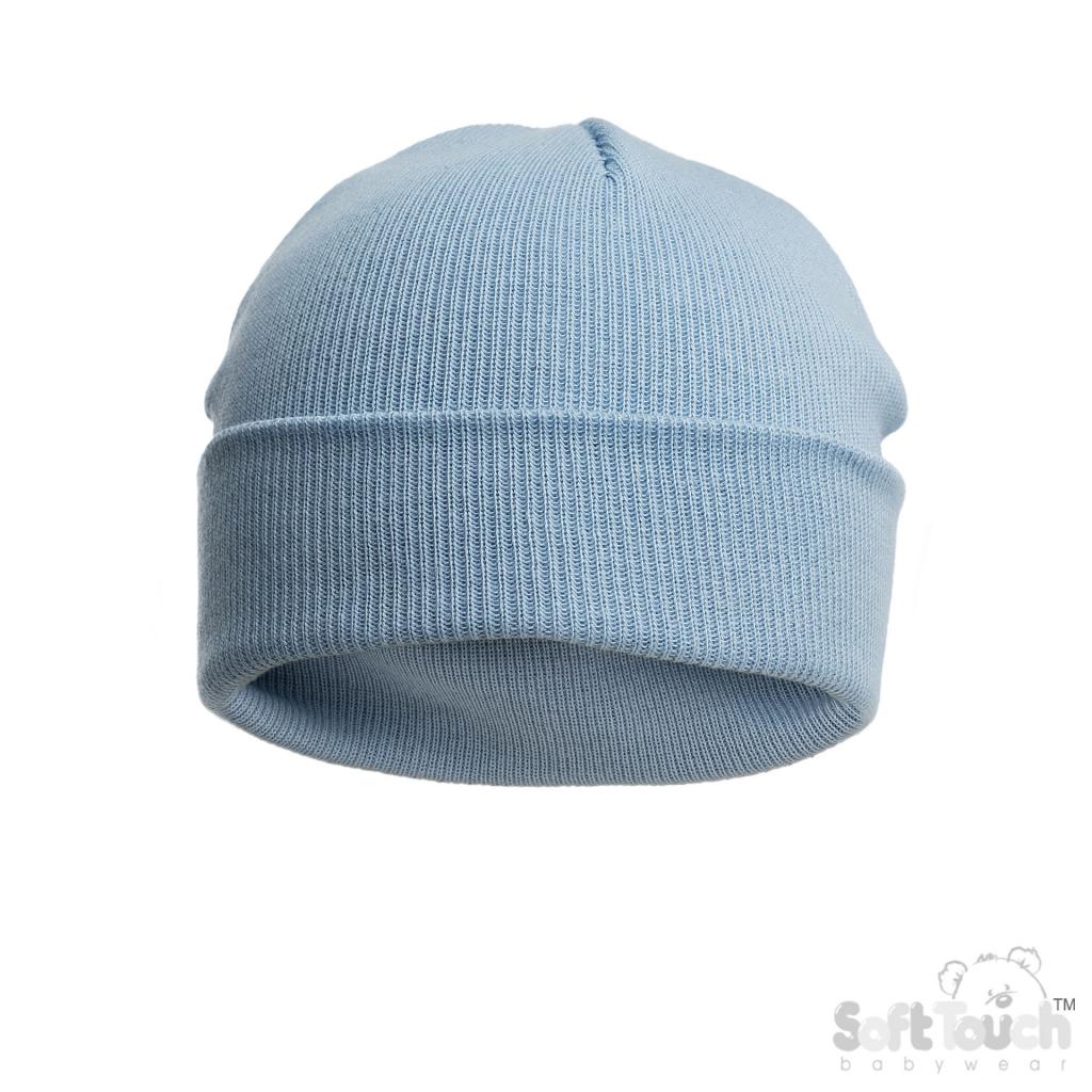 Soft Touch 4H704-C-B 5023797313837 STH704-C-B Cotton Beanie Hat Blue(Newborn-12 months)