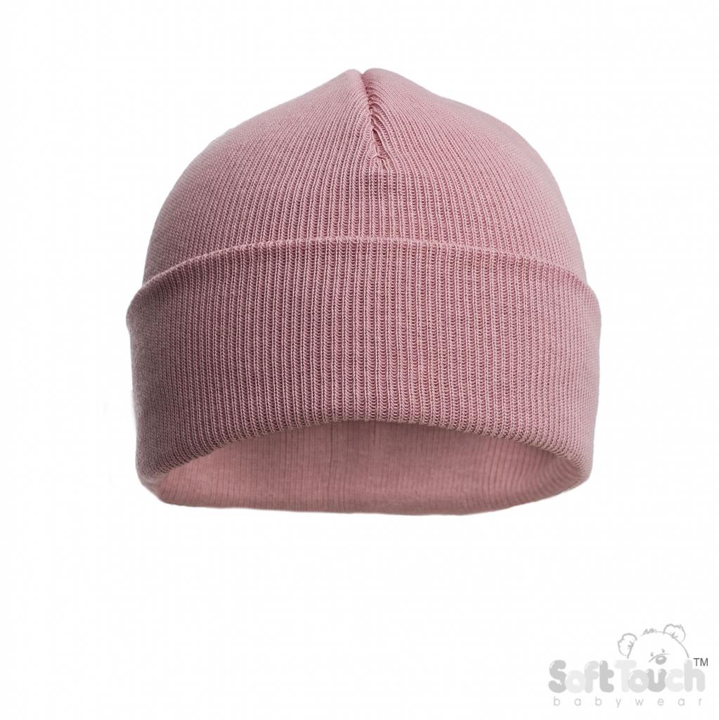 Soft Touch 4H704-C-DP 5023797313868 STH704-C-DP Cotton Beanie Hat Dusky Pink(Newborn-12 months)