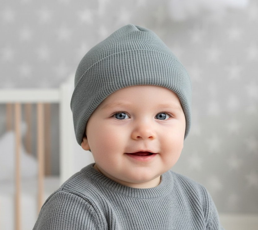 Soft Touch 4H704-C-P 5023797313820 STH704-C-SG Sage Green Cotton Beanie Hat (Newborn-12 months)