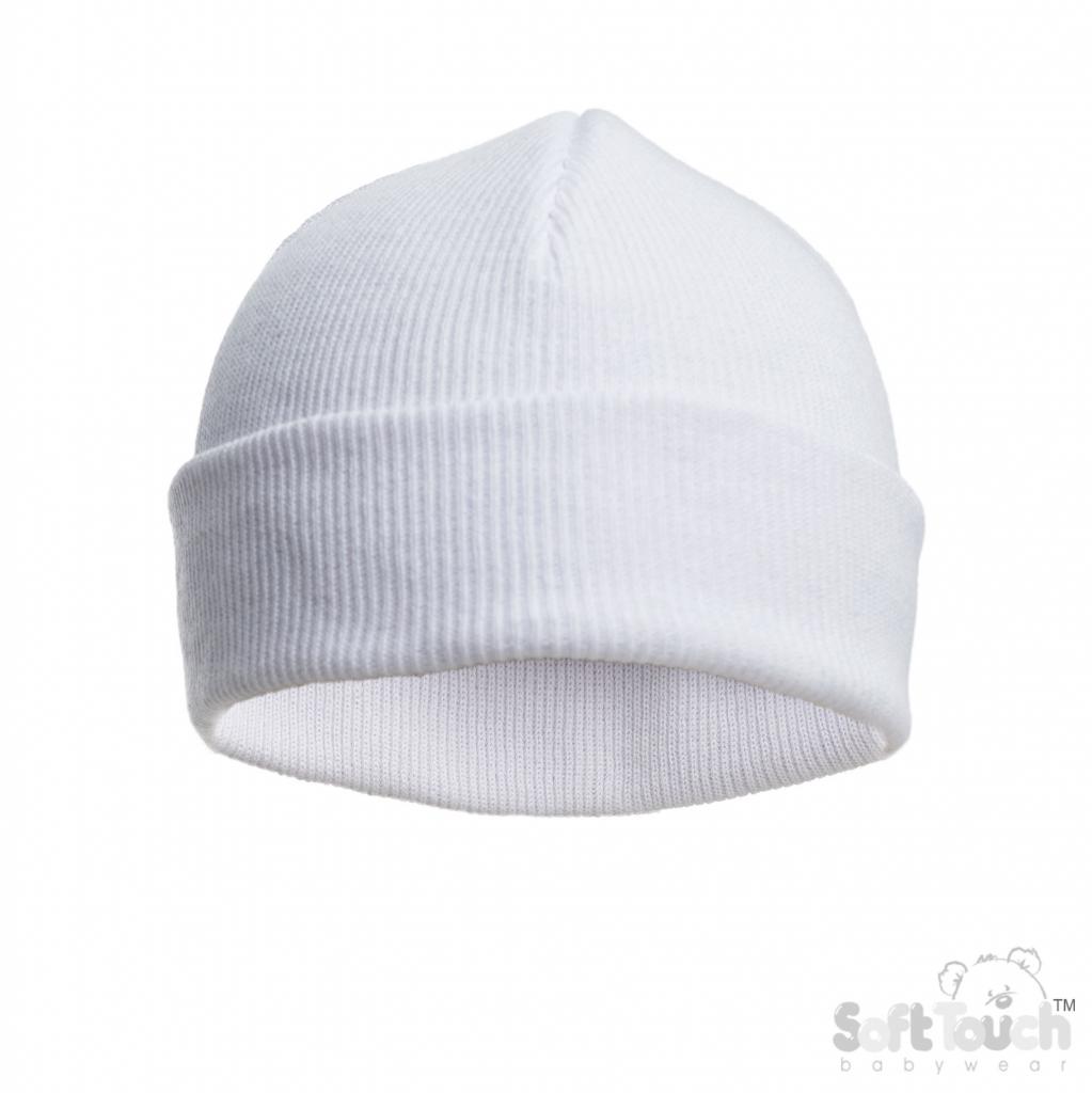 Soft Touch 4H704-C-W 5023797313813 STH704-C-W Cotton Beanie Hat White(Newborn-12 months)