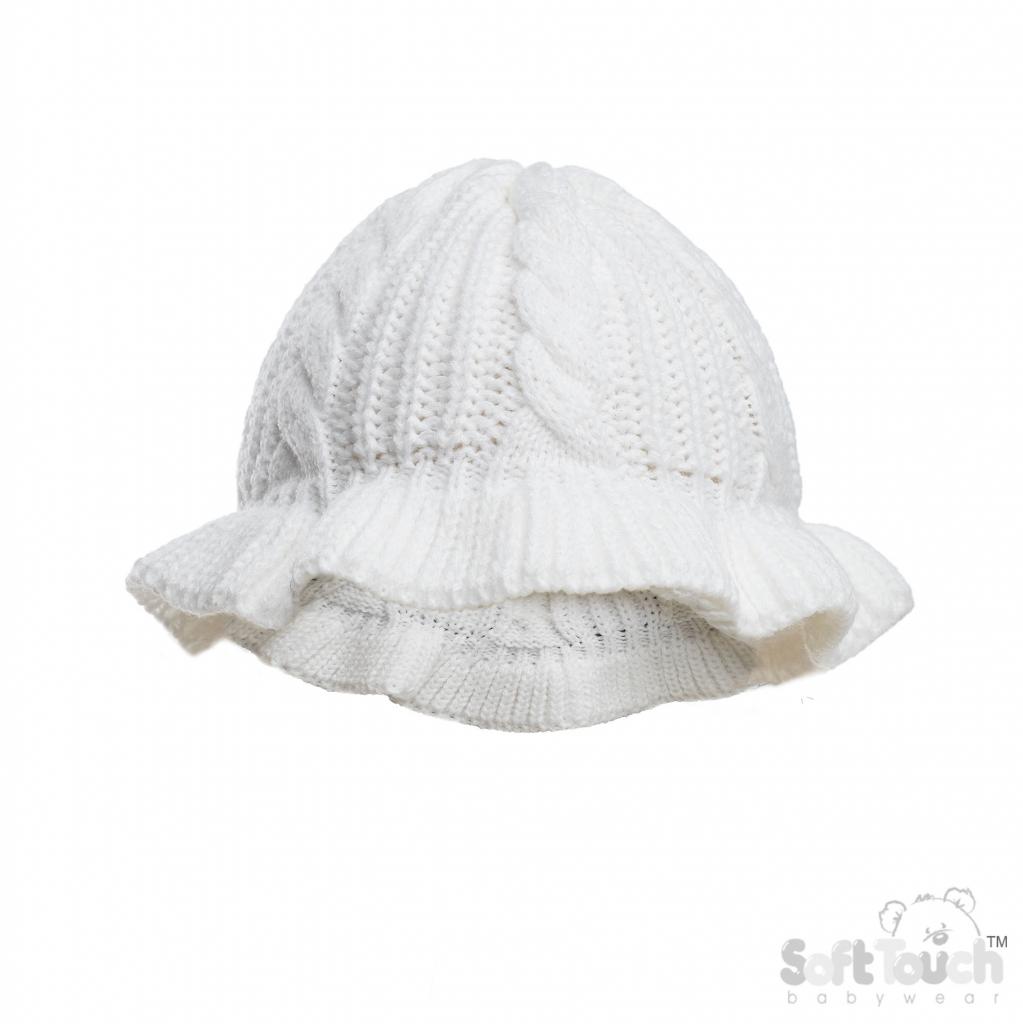 Soft Touch 4H708 5023797314001 STH708-W White Cable Bucket Knit Hat (Newborn-12 months)