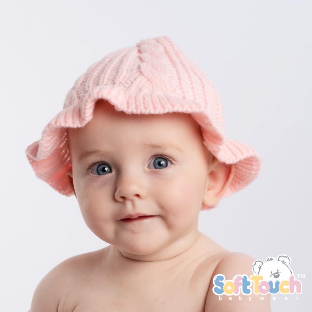 Soft Touch 4H702 5023797314018 STH708-p Cable Bucket Knit Hat (Newborn-12 months)