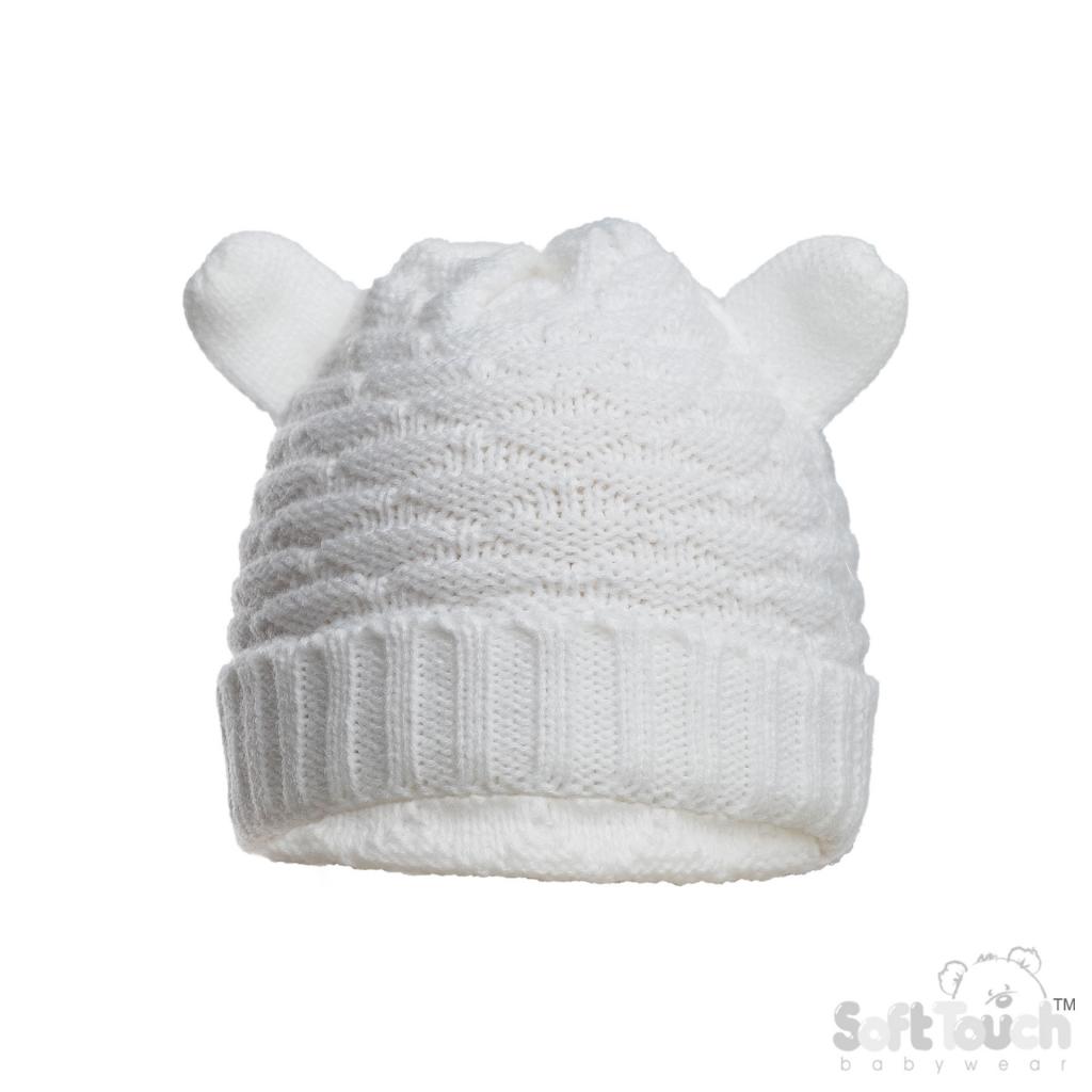 Soft Touch H710-W 5023797314025 STH710-W White hat with Ears(Newborn -12 months)