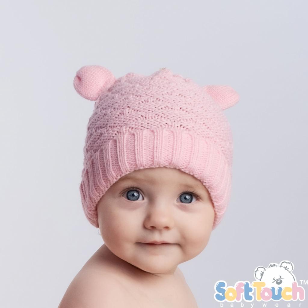 Soft Touch H710-P 5023797314032 STH710-p Pink hat with Ears(Newborn -12 months)