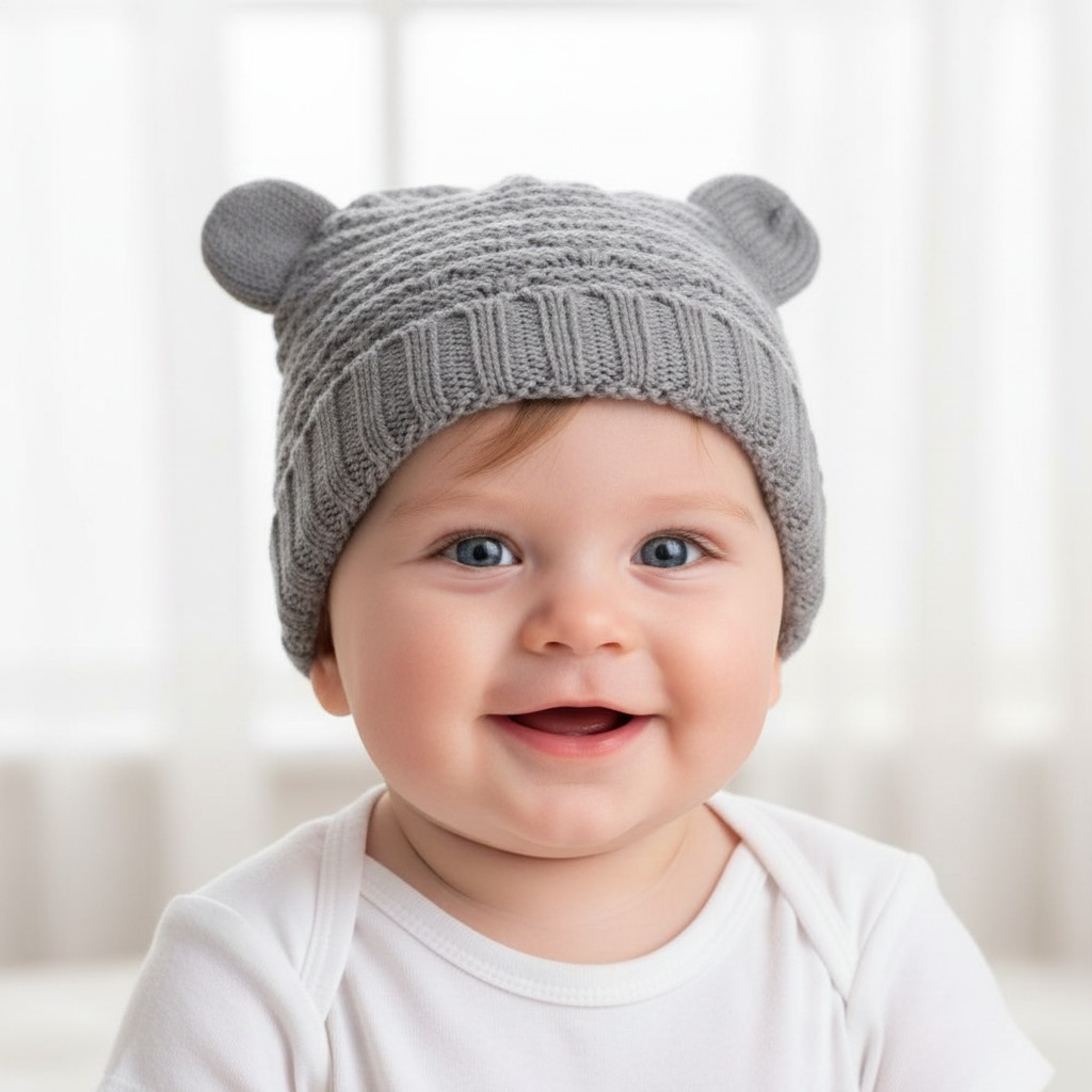 Soft Touch H710-G 5023797314056 STH710G Grey hat with Ears(Newborn -12 months)