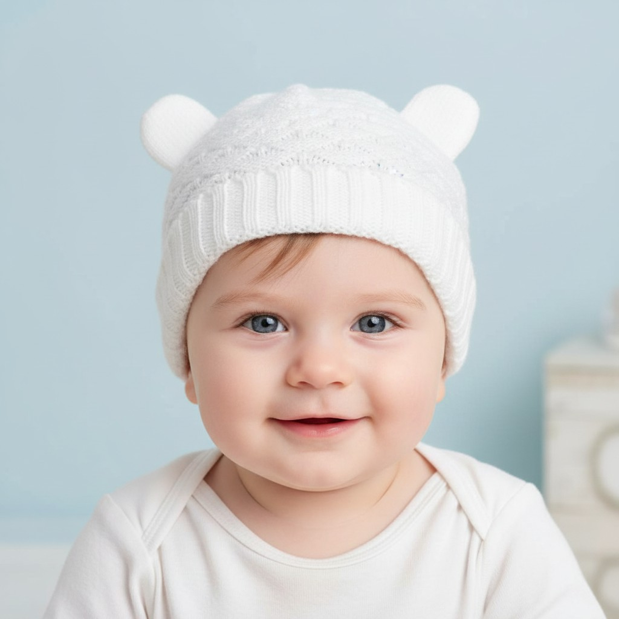 Soft Touch H710-W 5023797314025 STH710W White hat with Ears(Newborn -12 months)