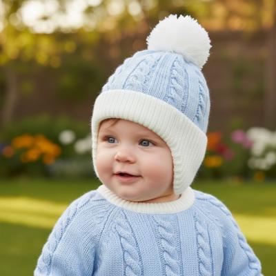 STH714-BB  Blue Cable knit hat 