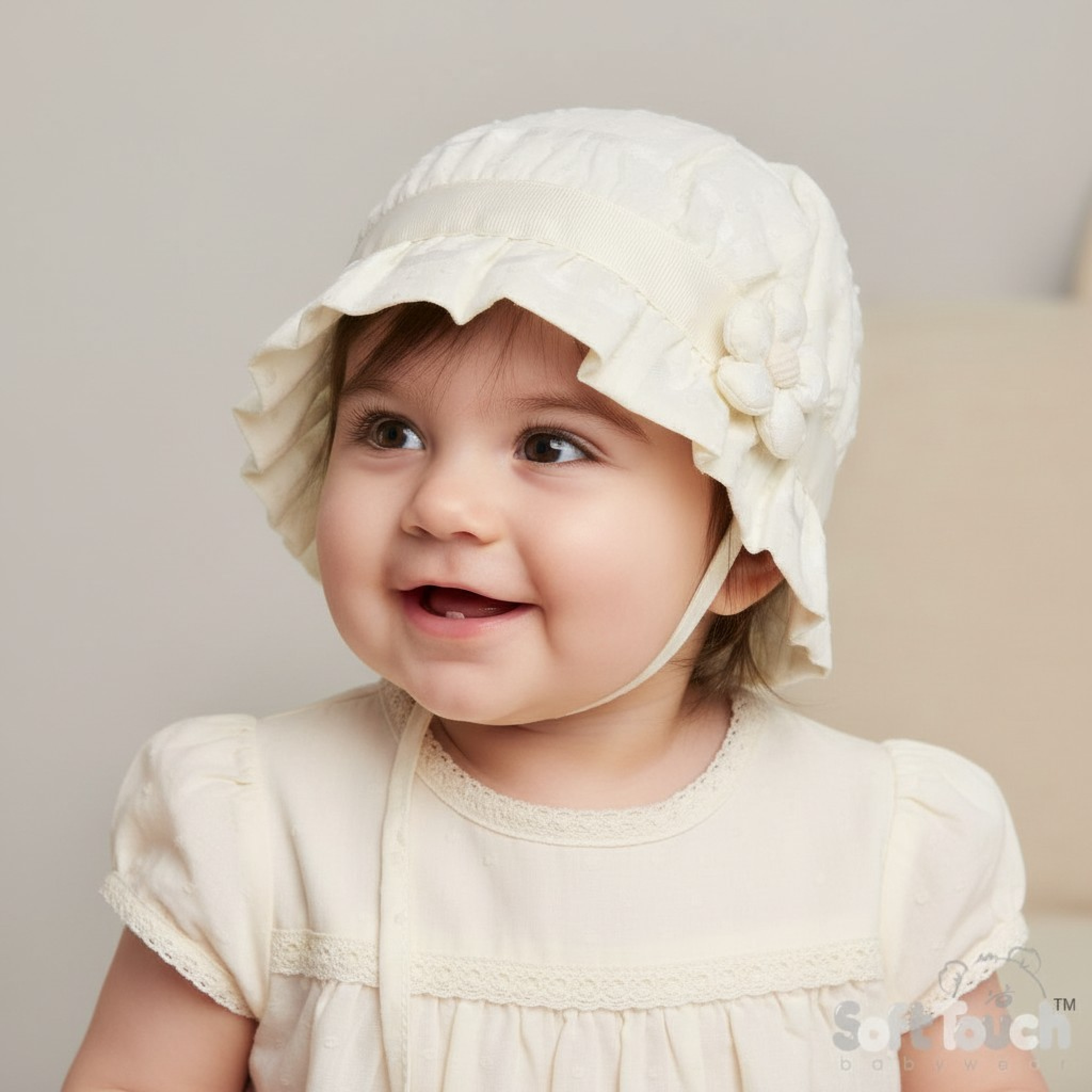 Soft Touch 4H78-C 5023797314650 STH78C Cream Dotty Flower Hat (0-24 months)