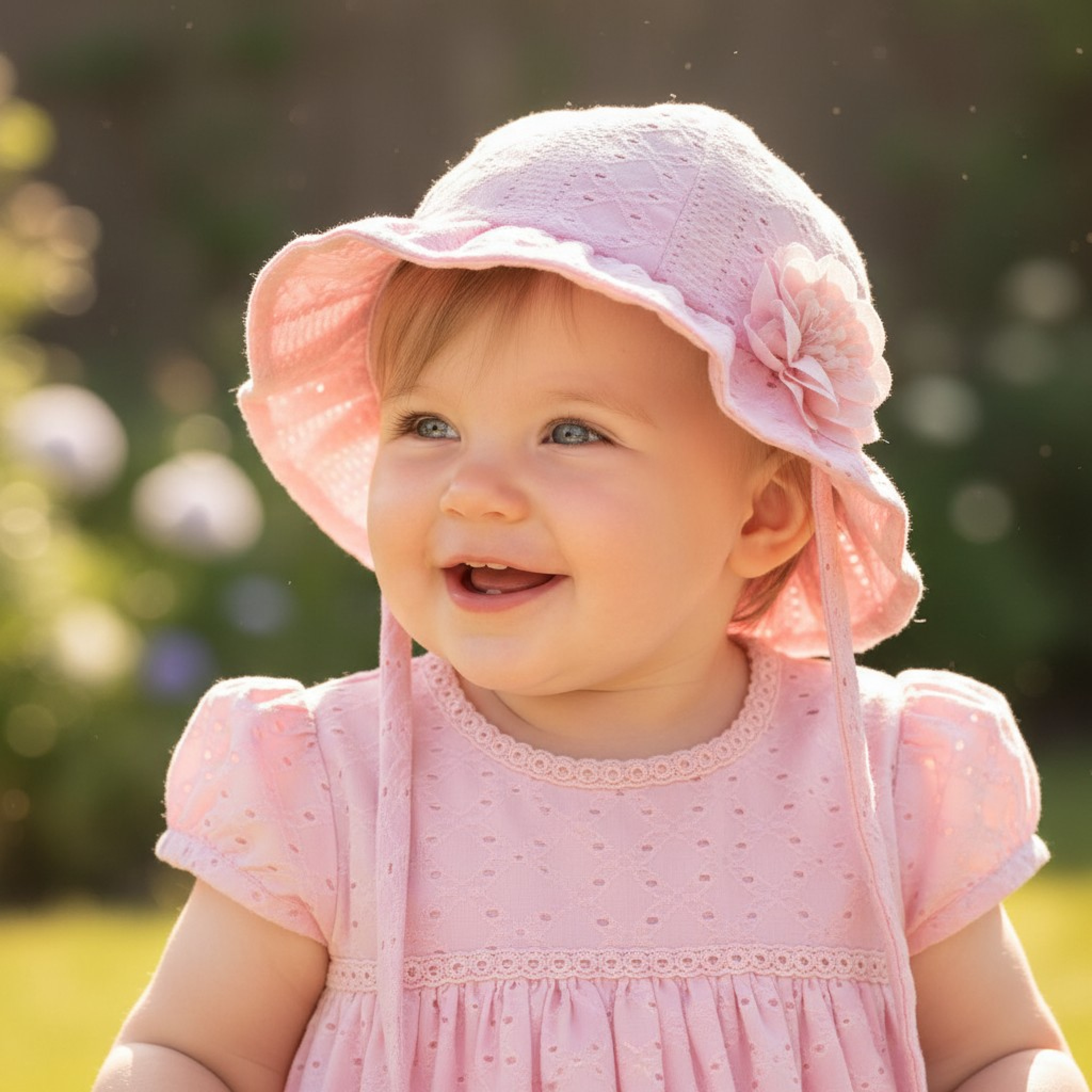 Soft Touch 4H80-P 5023797314698 STH80-P Pink Broderie Anglaise Flower Hat (0-24 months)
