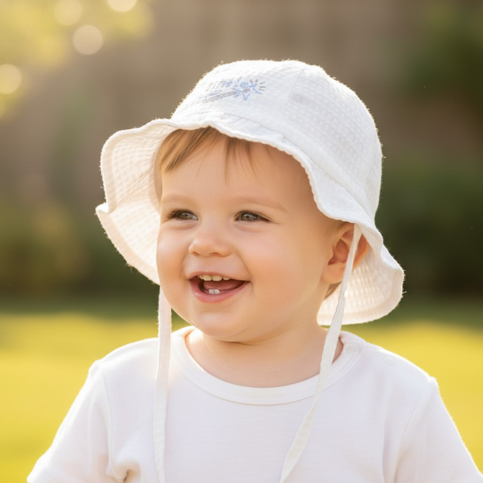 Soft Touch 4H88-W 5023797314797 STH88W White Checked Hat "Little Star" (0-24 months)