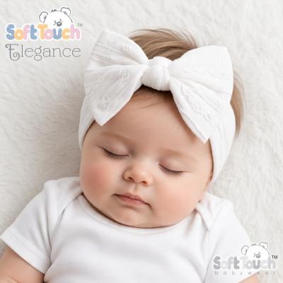 STHB112-W  White Cable Headband with Bow 