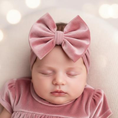 STHB114-DP  Dusky Pink Velour Headband with Bow 