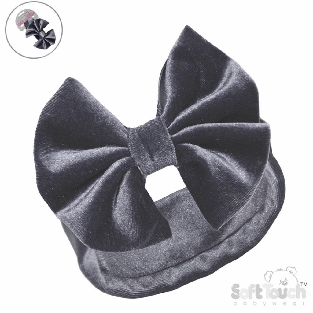 Soft Touch HB114-G 5023797312977 STHB114-G Grey   Velour Headband with Bow