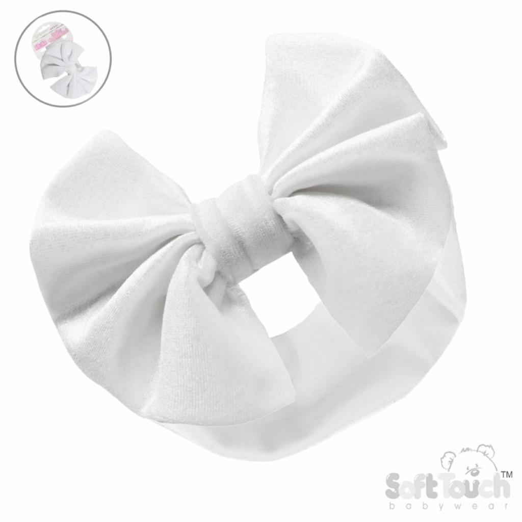 Soft Touch HB114-W 5023797312915 STHB114-W White  Velour Headband with Bow