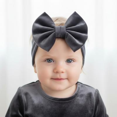 STHB114G  Grey   Velour Headband with Bow 