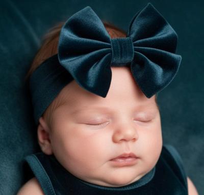 STHB114T Teal Velour Headband with Bow