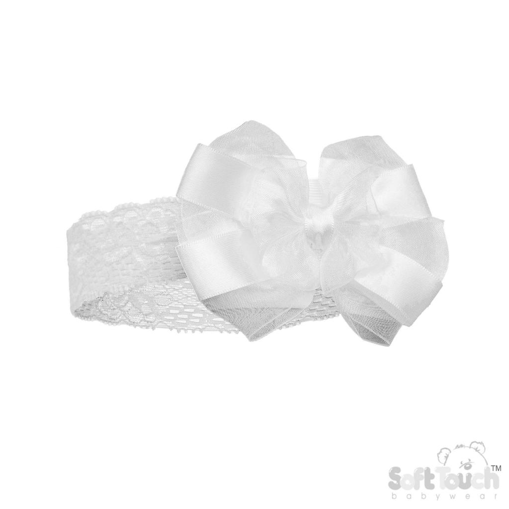 Soft Touch 4HB116-C 5023797314803 STHB116-C Cream Lace Headband with Bow