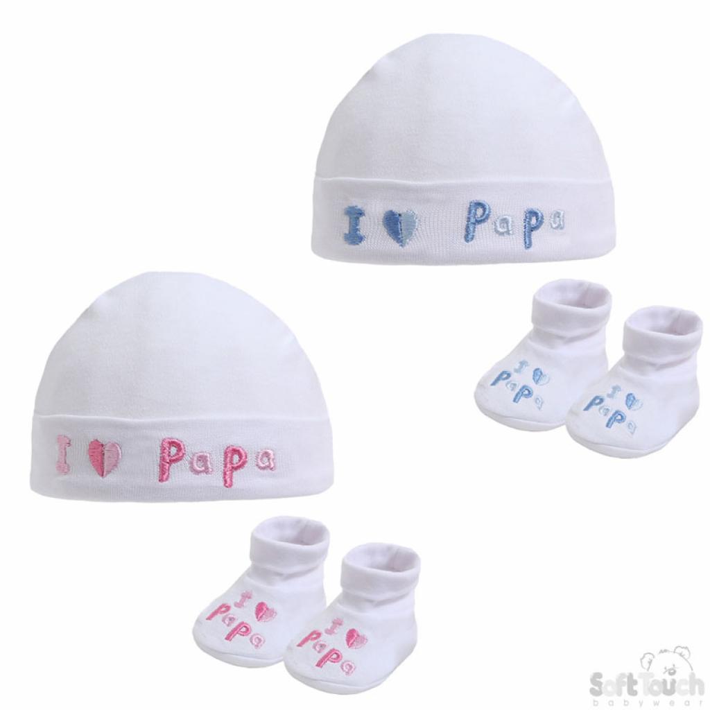 Soft Touch 4HB32-P 5023797308383 STHB32-P Papa Hat and Bootee set(NB - 3 months)