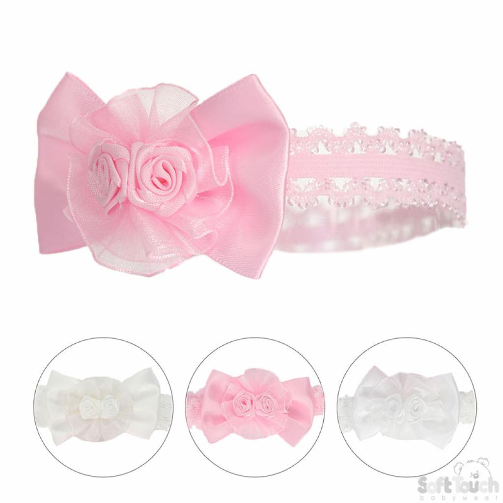 Soft Touch 4HB62 5023797 301056 STHB62 Shiny lace headband with bow and flower