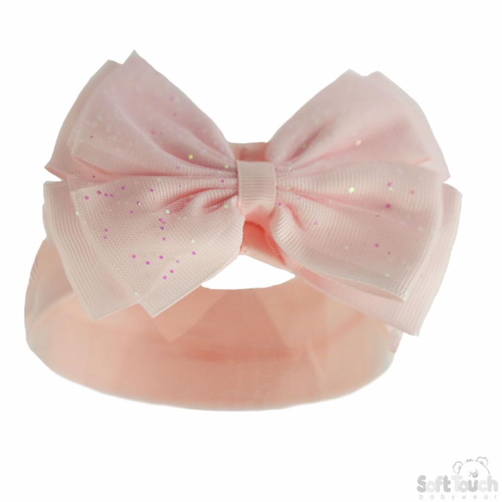 Soft Touch 4HB92-BP 5023797306938 STHB92-BP Baby Pink Glitter Bow Headband