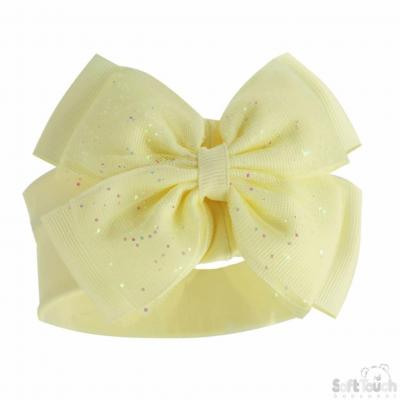 Soft Touch 4HB92-L 5023797306938 STHB92-L Lemon Yellow on Glitter Bow Headband Part Pack