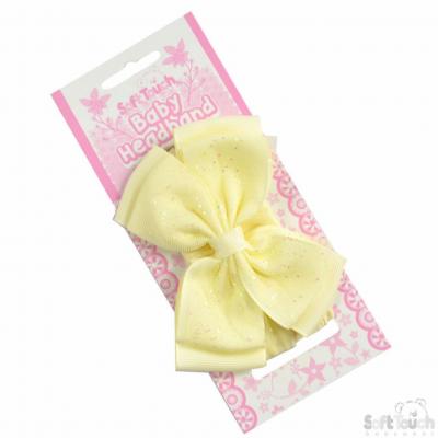 Soft Touch 4HB92-L 5023797306938 STHB92-L Lemon Yellow on Glitter Bow Headband Part Pack