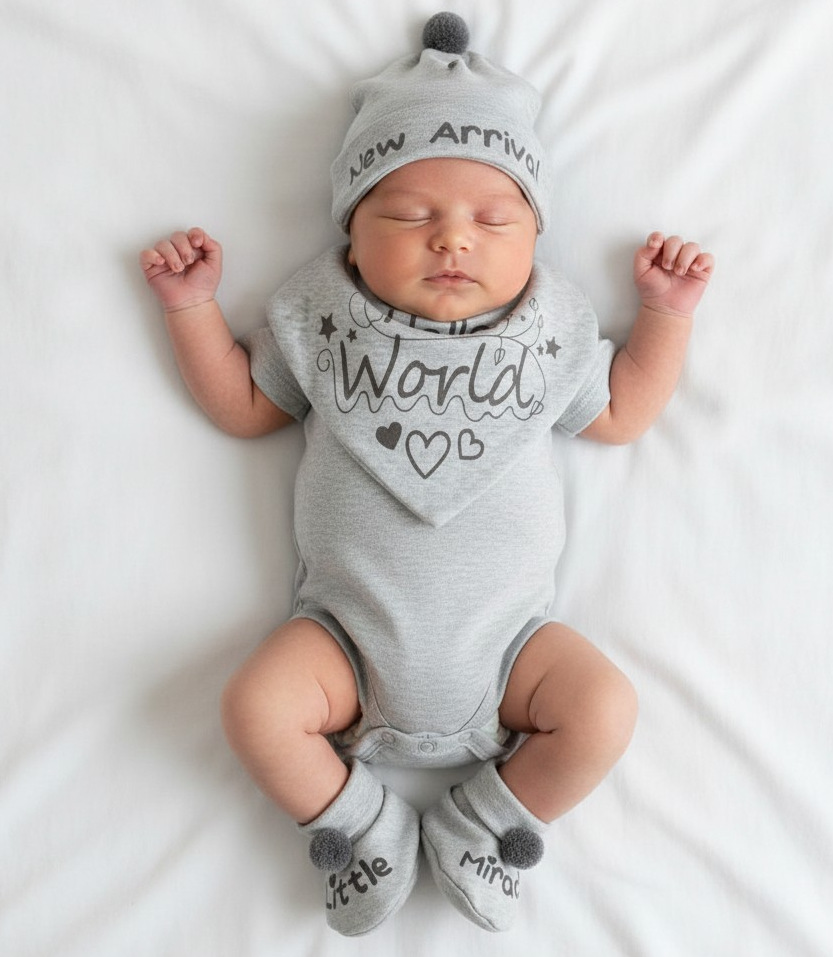 Soft Touch 4HBB254-B 5023797304507 STHBB254-G Display Bagged Bib,Hat & Bootee Set(NB - 3m)