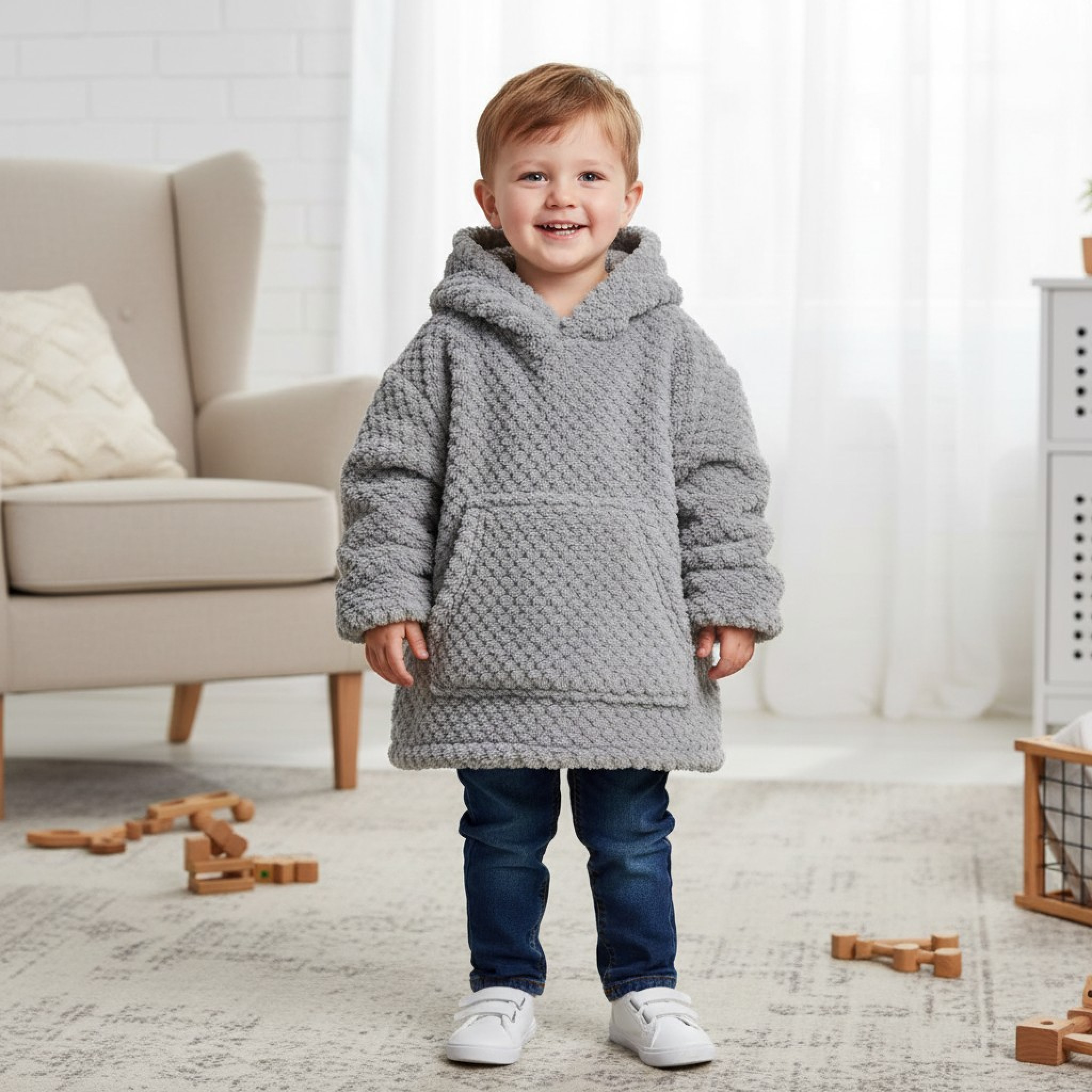 Soft Touch 4HD110-G 5023797315159 STHD110G Grey Waffle Hoodies (6-36 m)