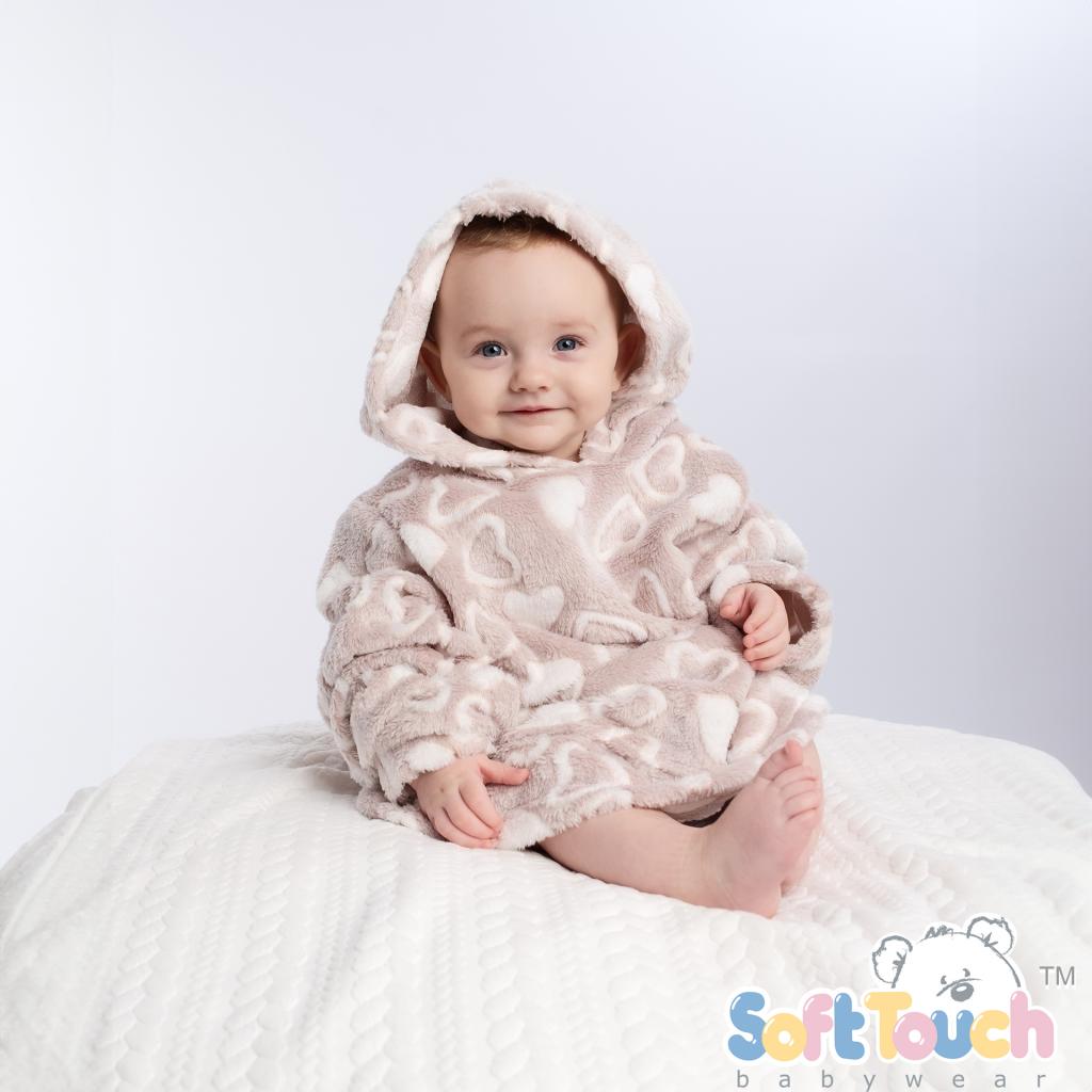 Soft Touch  5023797314421 STHD114-CO Coffee Heart Hoodies (6-36 months)