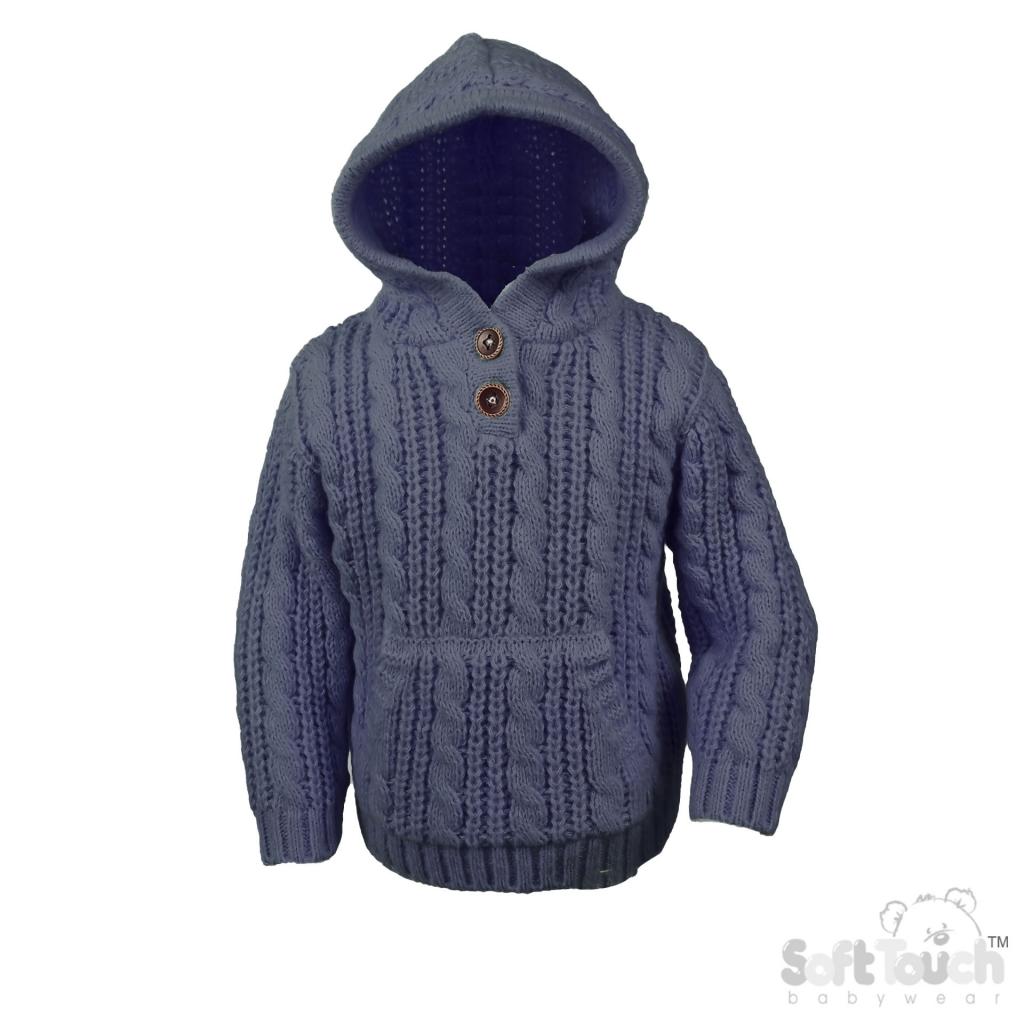 Soft Touch 4HD16-SB 5023797315527 STHD16-SB Steel Blue Cable Hoodie (6-24 months)