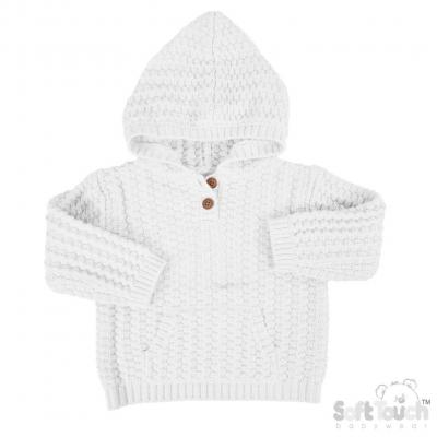 Soft Touch 4HD18-W 5023797315671 STHD18W White knitted Hoodie   (6-24 months)