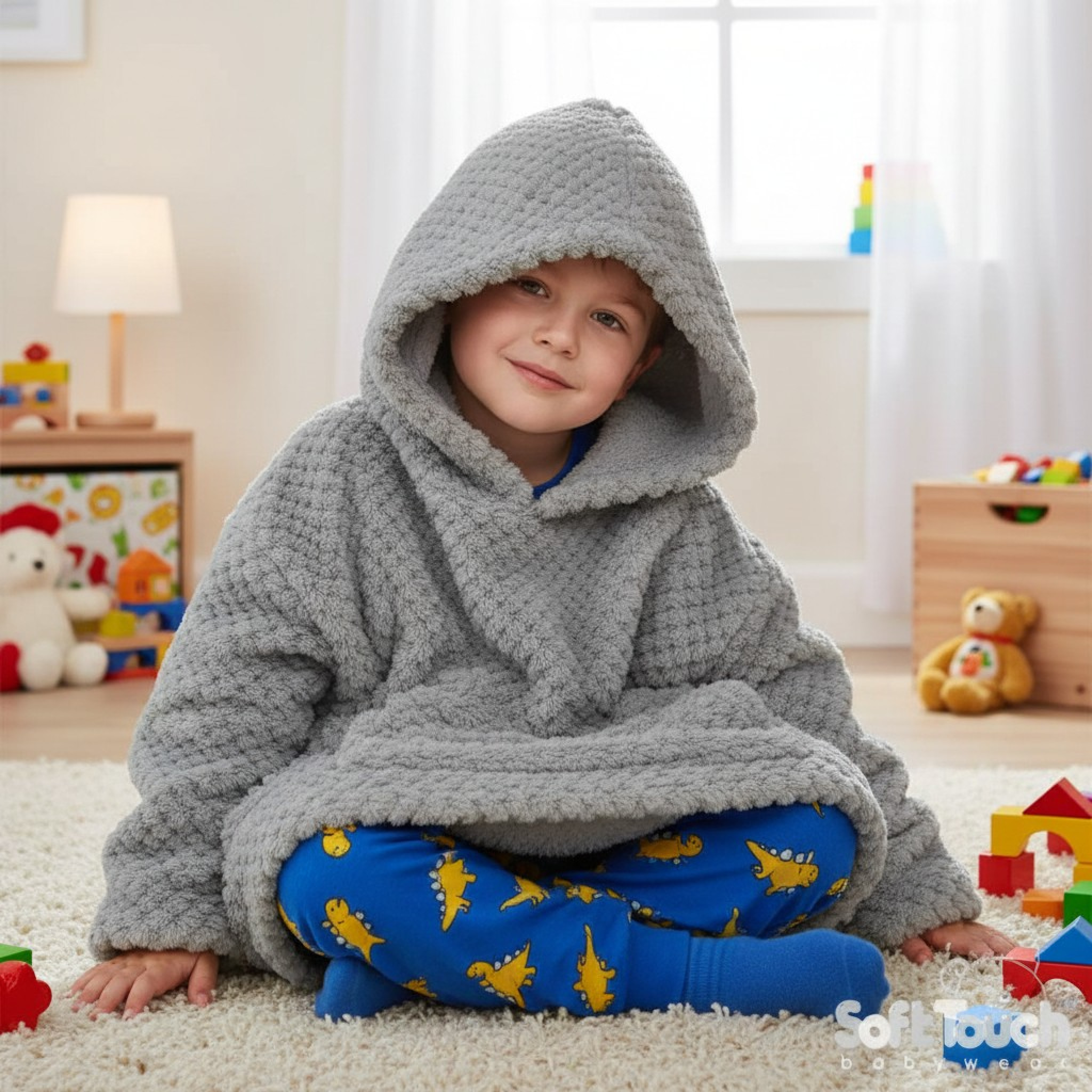 Soft Touch 4HD210-G 5023797317835 STHD210G Grey Waffle Hoodies (3-6 years)