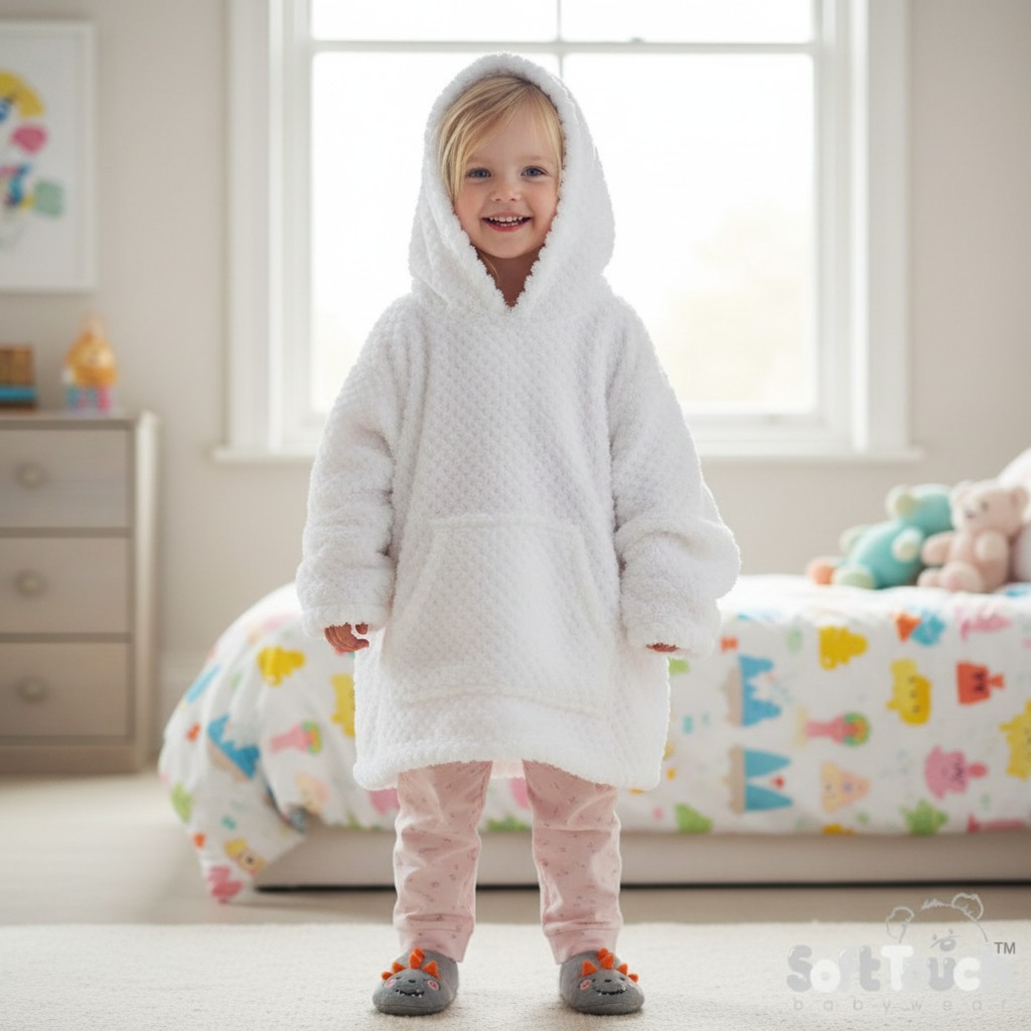 Soft Touch 4HD210-W 5023797317859 STHD210W  White Waffle Hoodies (3-6 years)