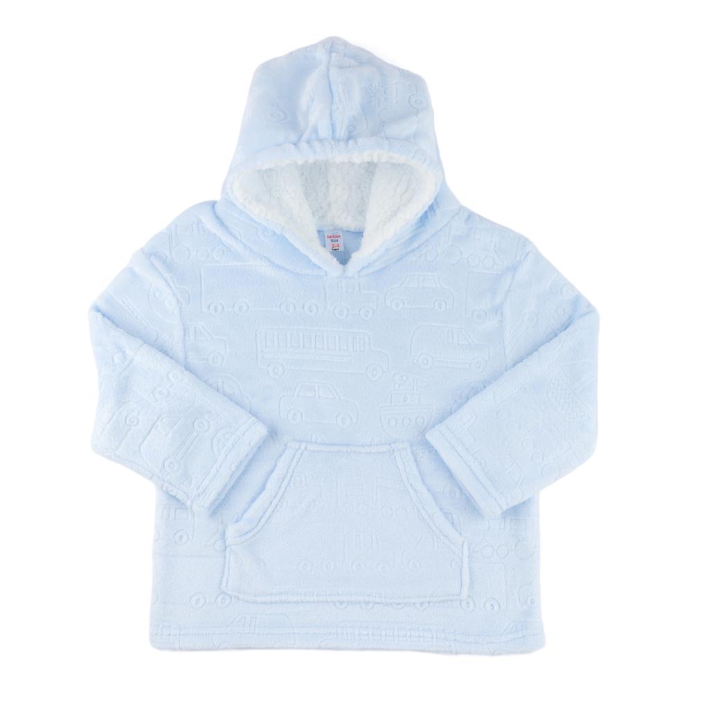 Soft Touch 4HD305-B-6-24 5023797318597 STHD305-B-6-24 Sky Vehicle embossed Hoodies (6-24 months)