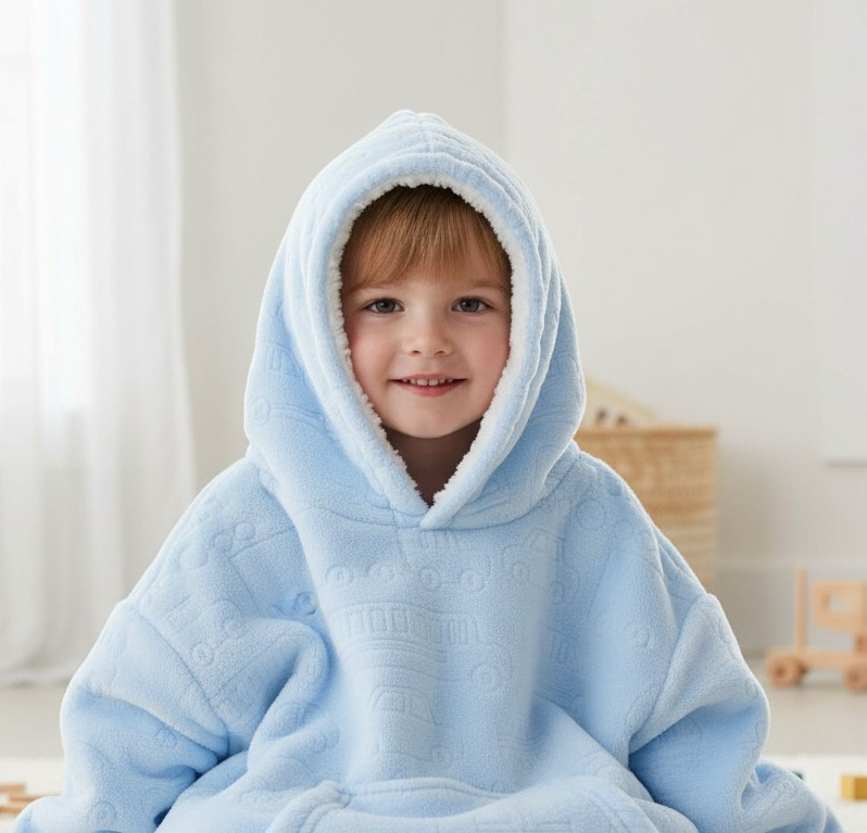 Soft Touch 4HD305-B-2-4y 5023797318658 STHD305-B-2-4 Sky Vehicle Embossed Hoodies (2-4 years)