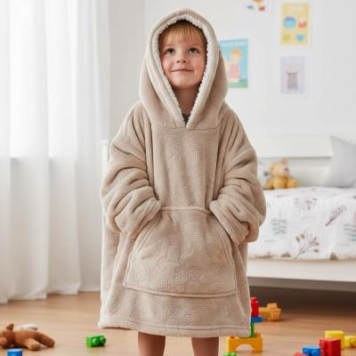 STHD305-BI-2-4  Biscuit  Animal Embossed Hoodies  (2-4 years)