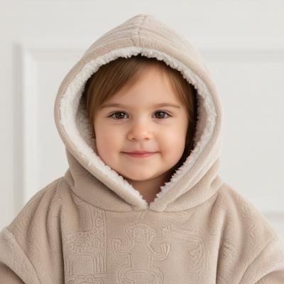 STHD305-BI-6-24  Biscuit  Animal Embossed Hoodies  (6-24 months)
