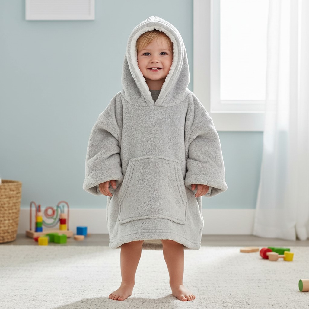 Soft Touch 4HD305-G-2-4y 5023797318689 STHD305-G-2-4 Grey Animal Embossed Hoodies (2-4 years)