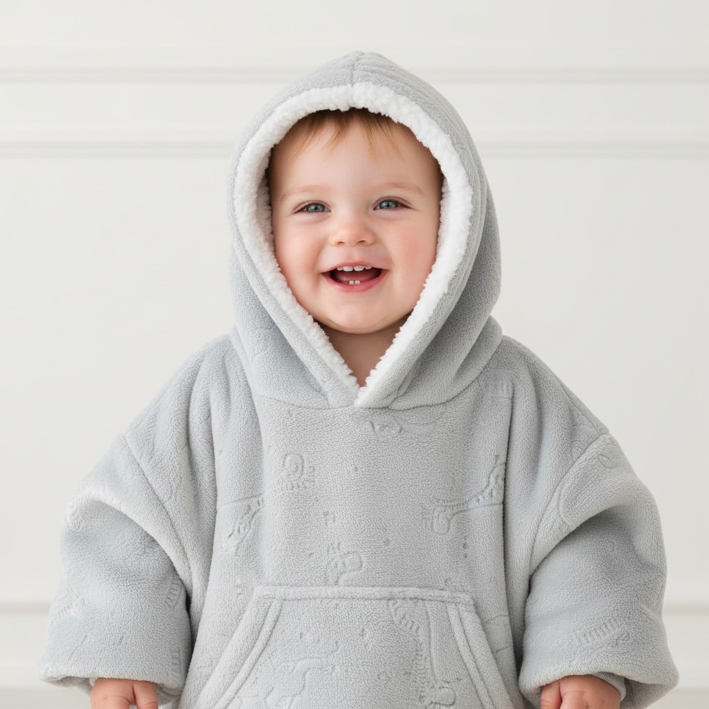 Soft Touch 4HD305-G-6-24 5023797318627 STHD305-G-6-24 Grey Animal Embossed Hoodies (6-24 months)