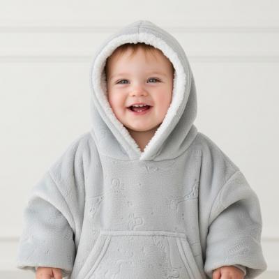 STHD305-G-6-24  Grey Animal Embossed Hoodies  (6-24 months)