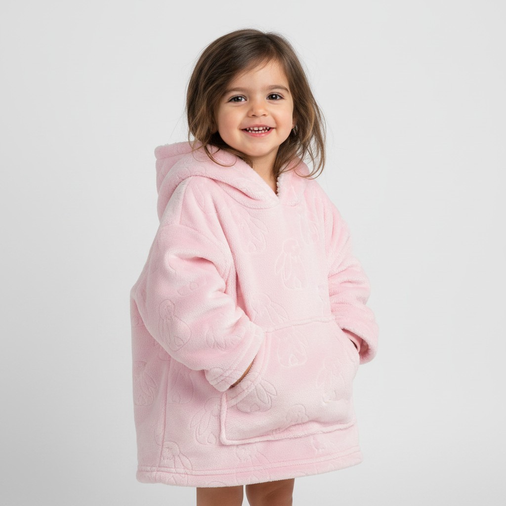 Soft Touch 4HD305-P-2-4y 5023797318696 STHD305-P-2-4 Pink Bunny Embossed Hoodies (2-4 years)