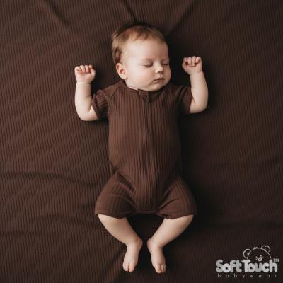 STJS4600-Ch  Chocolate  Ribbed Jumpsuit  ( Newborn - 3 months)