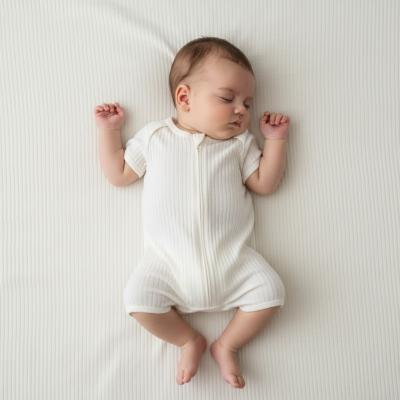 STJS4600-Ma  Marshmallow  Ribbed Jumpsuit  ( Newborn - 3 months)