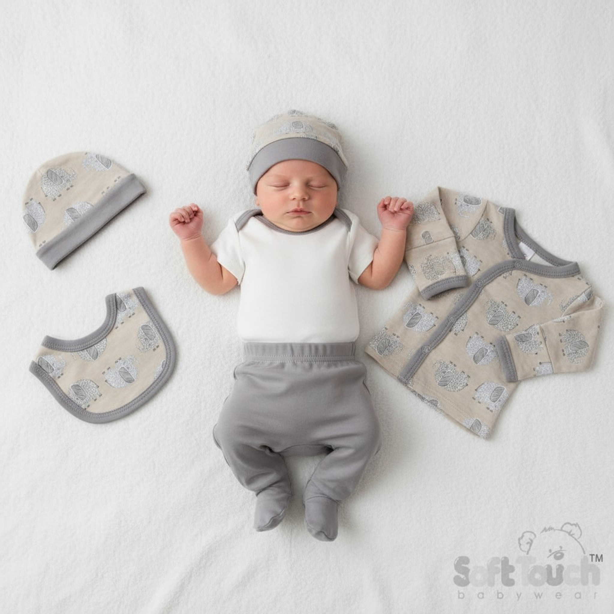 Soft Touch 4PR30 5023797310331 STLBW_PR30G "Elephant" 5 Piece Set (Tiny Baby)