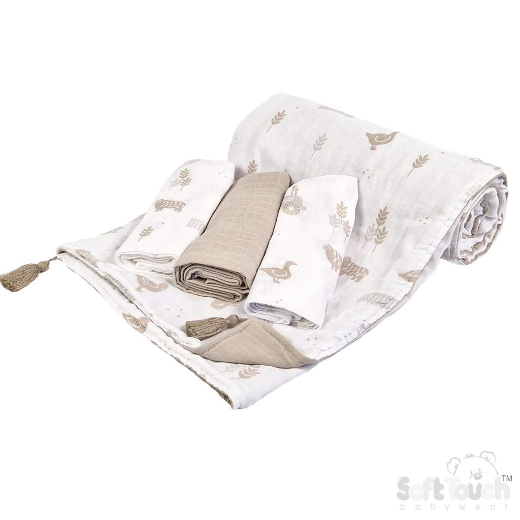 Soft Touch 4MS501-CO 5023797315060 STMS501-CO Coffee  Muslin padded wrap and cloths