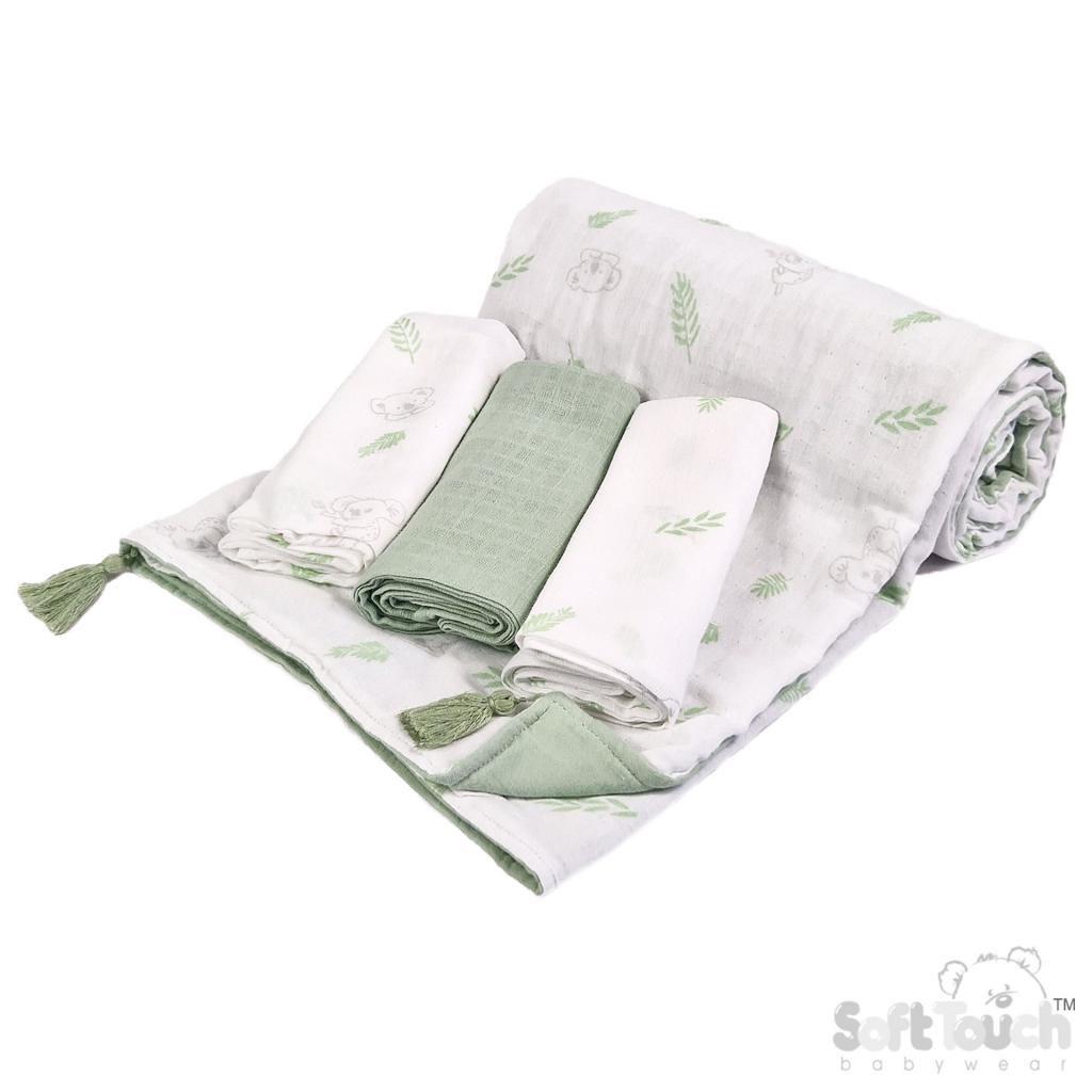 Soft Touch 4MS501-SG 5023797315053 STMS501-SG Sage  Muslin padded wrap and cloths